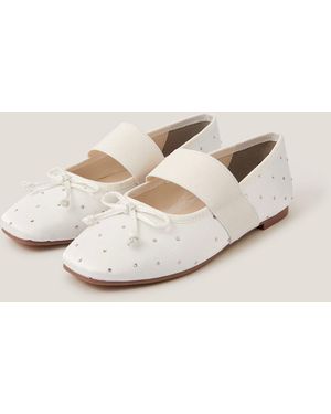 Monsoon Diamante Elastic Ballet Flats Ivory - Natural