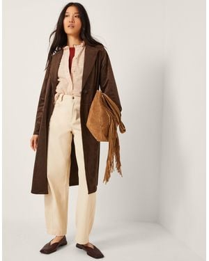 Monsoon Tove Suedette Trench Coat Brown - Natural