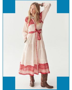 Monsoon Maison Hotel Triana Bandana Print Midi Dress Red - White