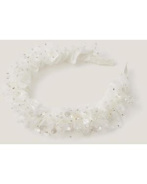 Monsoon Sequin Embellished Rouched Headband - Natural