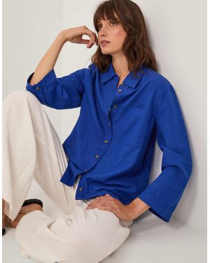 Monsoon Thea Linen Blend Shirt Blue