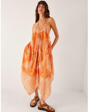 Monsoon Madison Paisley Handkerchief Midi Dress Orange