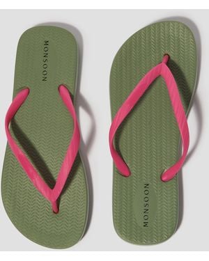 Monsoon Lea Contrast Flip Flops Green
