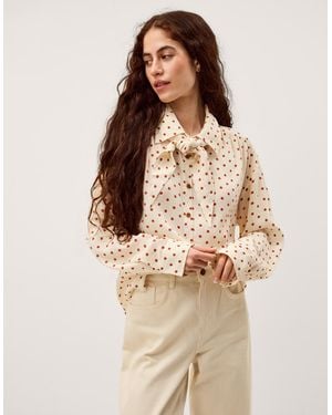 Monsoon Esme Polka Dot Shirt & Scarf Ivory - Natural