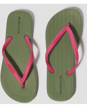 Monsoon Lea Contrast Flip Flops Green