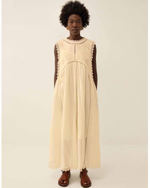 Monsoon East Winnie Broderie Cotton Dress White - Natural