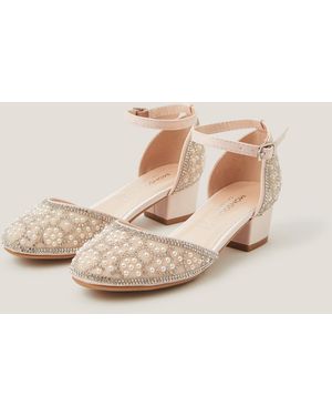 Monsoon Diamanté Pearl Closed Toe Heels Pink - Natural