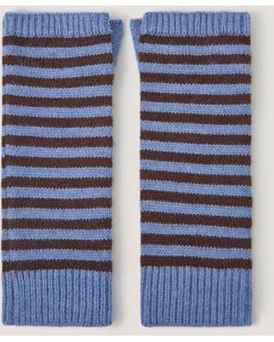 Monsoon Stripe Knitted Wrist Warmers - Blue
