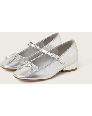Monsoon Metallic Ballet Pump Heels Silver - White