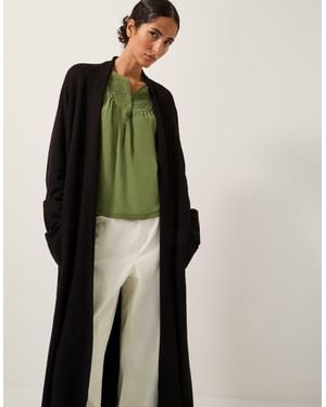 Monsoon Sade Zip Longline Cardigan Black - Green