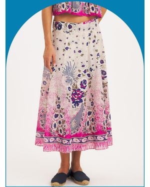 Monsoon Antik Batik Amia Floral Midi Wrap Skirt Pink