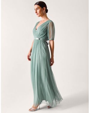 Monsoon Ellie Sheer Sleeve Maxi Dress - Green