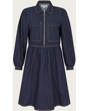 Monsoon Adeena Denim Mini Shirt Dress Blue