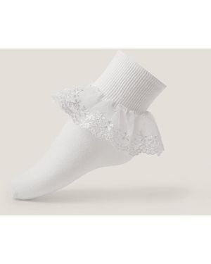 Monsoon Lace Ankle Sock White - Natural