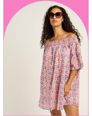Monsoon Petite Mendigote Fannie Off-the-shoulder Floral Mini Dress Pink