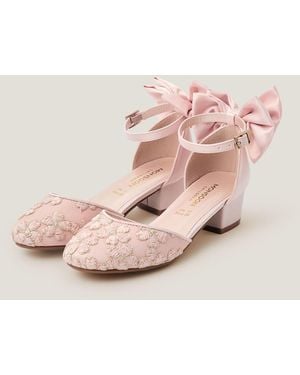 Monsoon Sara Embroidered Flower Heels Pink
