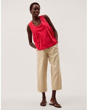 Monsoon Fifi Sleeveless Stripe Top Pink - Red