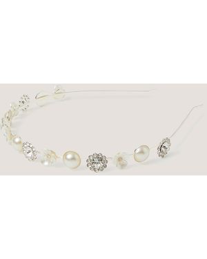 Monsoon Flower Jewel Metal Headband - Natural