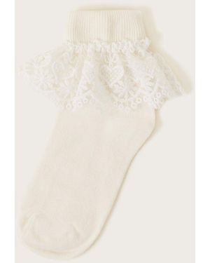 Monsoon Heart Lace Socks Ivory - Natural