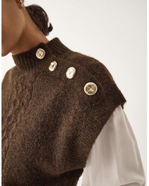 Monsoon Coli High Neck Cable Knit Vest Brown