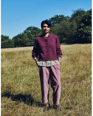 Monsoon East Miriam Tapered Corduroy Trousers Pink - Green