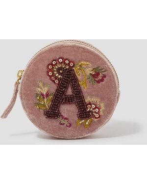 Monsoon Initial Embellished Coin Purse Pink