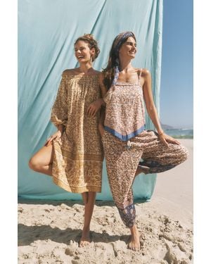 Monsoon Ari Bardot Floral Midi Dress Yellow - Blue