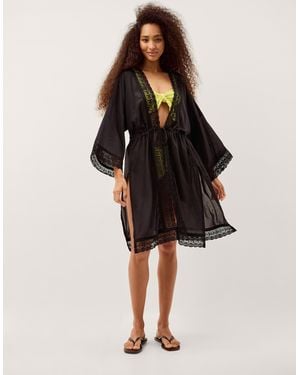 Monsoon Cecelia Lace Trim Beach Cover Up - Black