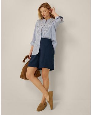 Monsoon Bridget High Waisted Shorts Blue