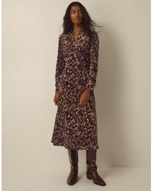 Monsoon Miranda Abstract Print Mesh Jersey Midi Dress Green - Brown