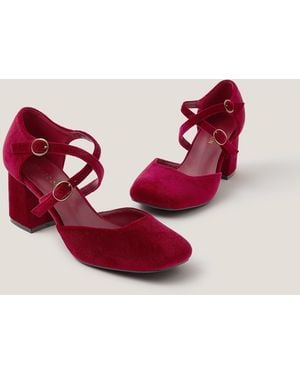 Monsoon Gia Velvet Mary Jane Heels Red