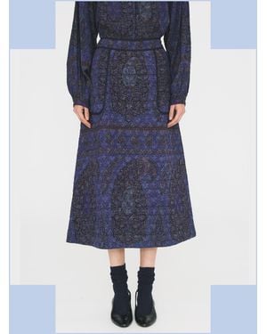 Monsoon Antik Batik Tamari Paisley Jacquard Midi Skirt Blue