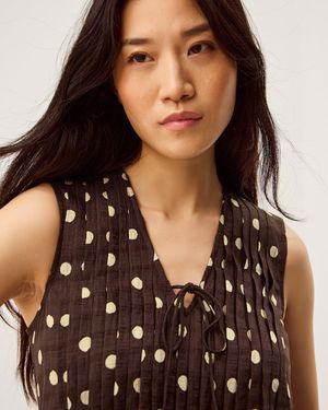 Monsoon Paris Sleeveless Polka Dot Top Brown - Black