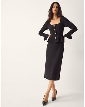 Monsoon Women's Black Willow Statement Button Midi Dress, Size: 8