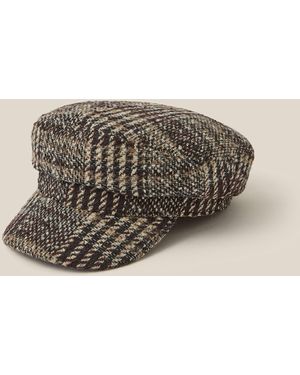 Monsoon Myla Check Baker Boy Hat - Natural