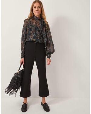 Monsoon Blake Crop Flare Trousers Black
