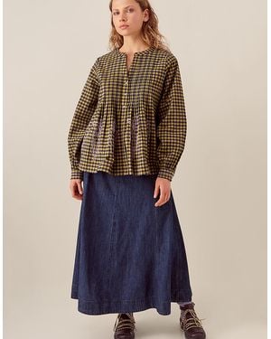 Monsoon East Dilly Gingham Cotton Blouse Multi - Blue