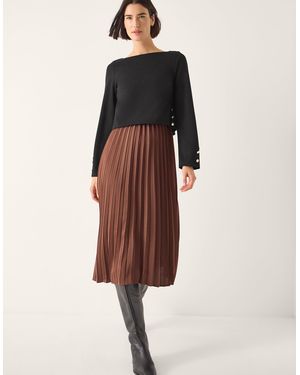 Monsoon Flora Jersey Pleated Midi Dress - Red