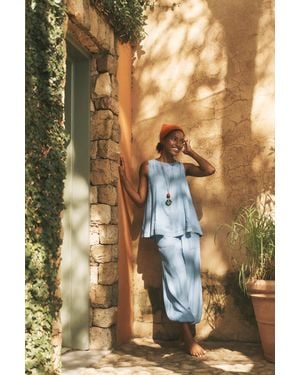 Monsoon Daria Chambray Balloon Trousers Blue