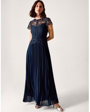 Monsoon Lace Pleated Bridesmaid Dress - Blue