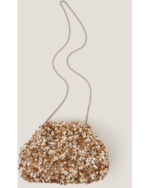 Monsoon Kira Sequin Clutch Bag - Natural