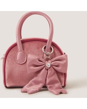 Monsoon Lucy Bow Charm Velvet Bag - Pink
