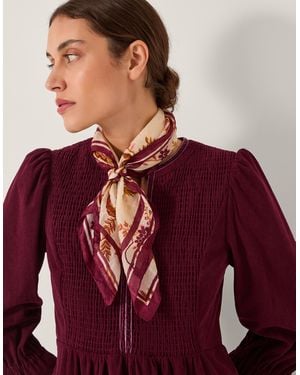 Monsoon Ilsa Square Floral Silk Scarf - Red