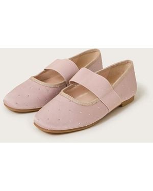 Monsoon Diamante Elastic Ballet Flats Pink