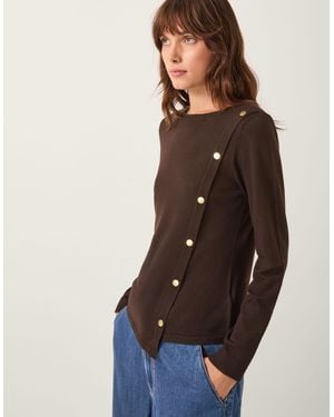 Monsoon Bonnie Asymmetrical Button Jumper Brown