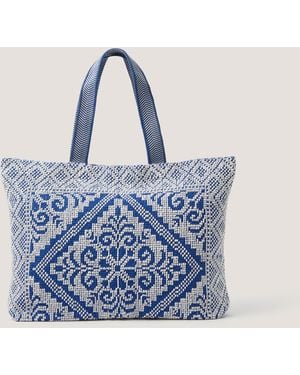 Monsoon Janine Floral Tapestry Tote Bag - Blue
