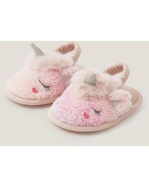 Monsoon Fluffy Ombré Unicorn Slippers Multi - Pink