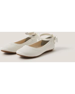 Monsoon Sara Pearly Bow Ballet Flats Ivory - Natural