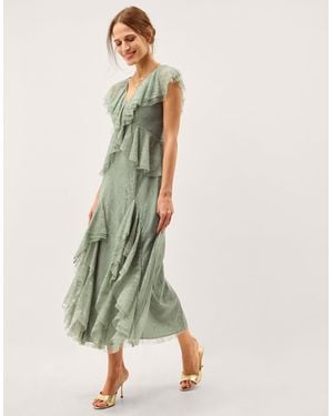 Monsoon Monica Lace Midi Bridesmaid Dress Green | Lyst UK