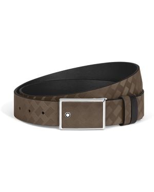 Montblanc Ceinture Réversible Plaque Marqueterie 35 mm en Cuir Extreme - Noir